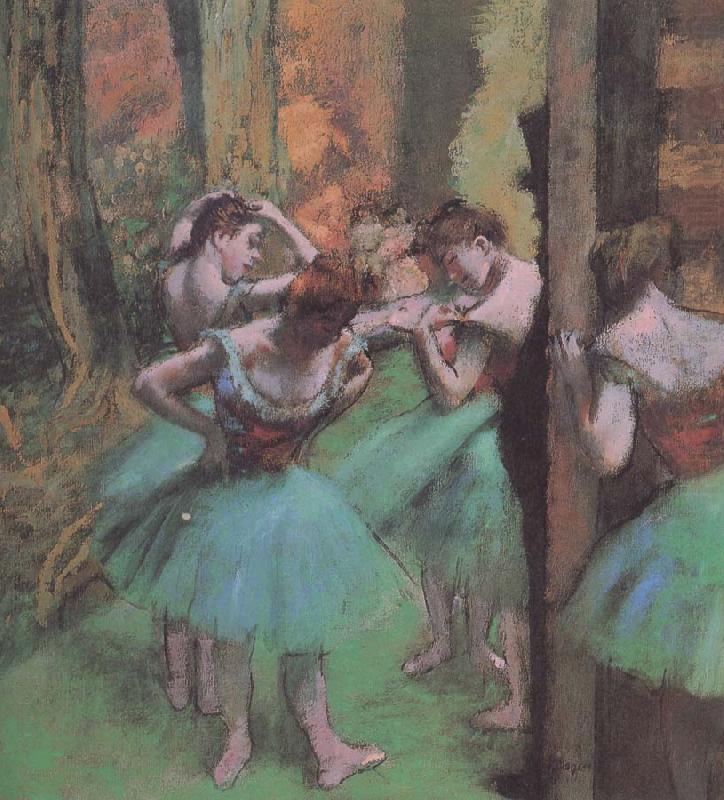 Edgar Degas dancers pink and green china oil painting image